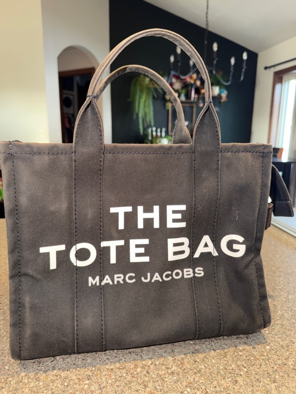 Marc Jacobs Black Canvas 'The Tote Bag' with White Logo